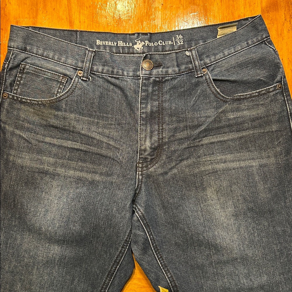 Beverly Hills Polo Club Straight Leg Lightly Distressed Denim Jeans Pants - Picture 5 of 8